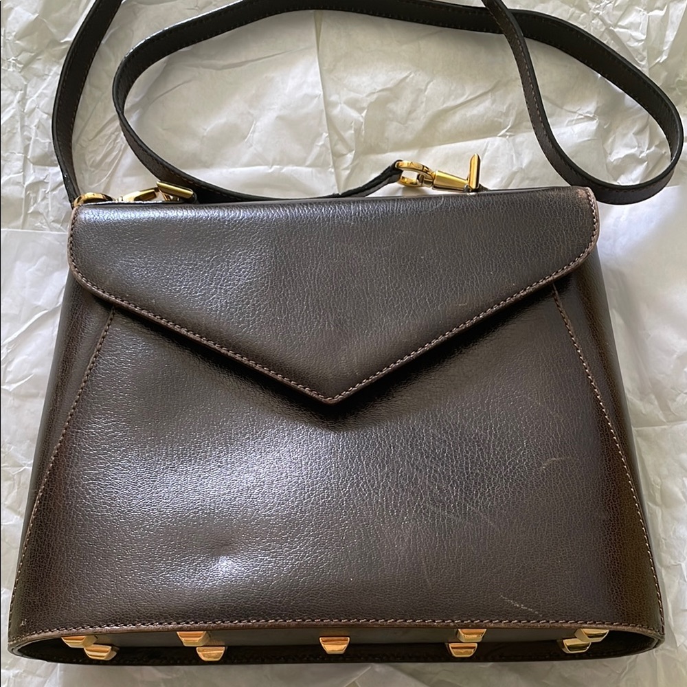 Salvatore Ferragamo Elegant Brown Leather Shoulder/Crossbody bag
